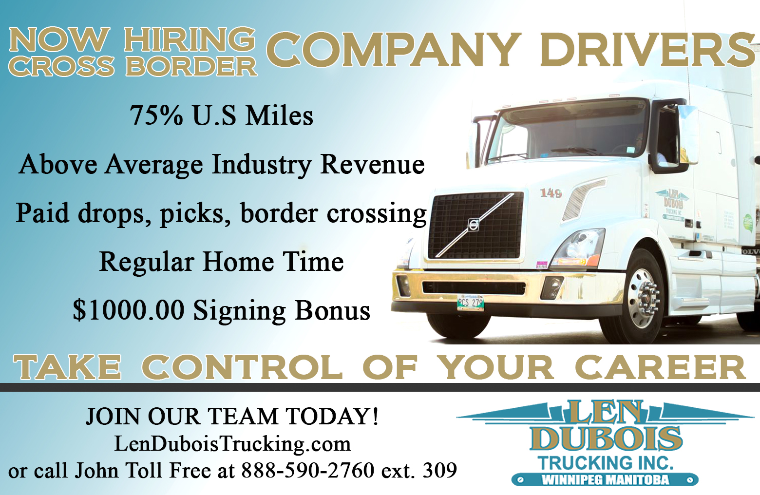 Making a Change in the New Year? Len Dubois Trucking is Hiring Len