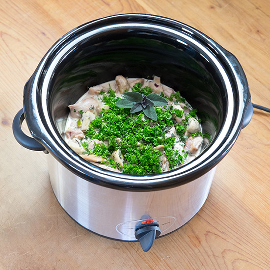 Using a slow online cooker