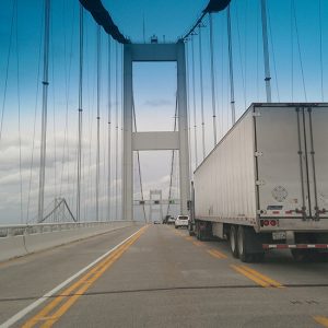 truck crossing bridge