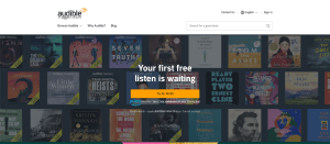 Screen shot of the Audible home page
