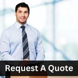 Image of a businessman with a title of "Request a Quote."