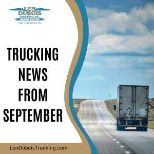 Winnipeg trucking news poster with an image of the rear of a semi truck traveling on the highway.