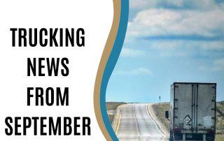 Winnipeg trucking news poster with an image of the rear of a semi truck traveling on the highway.