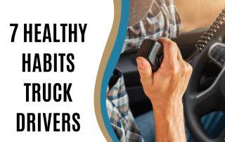 Poster for healthy truckers including the title and image of a truck driver talking on a CB radio.