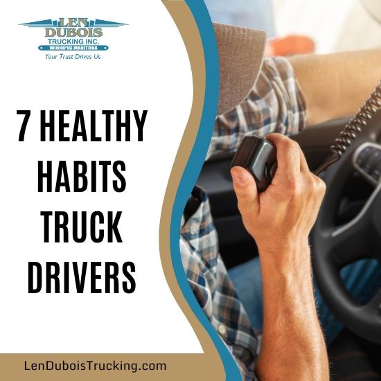 Poster for healthy truckers including the title and image of a truck driver talking on a CB radio.