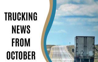 Post for October Trucking News by Len Dubois Trucking, Includes an image of a semi on the highway.