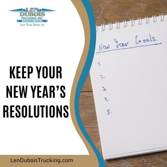 Poster of a news years resolutions written in a binder.