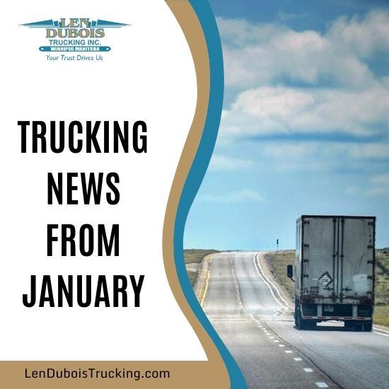 Poster of a semi truck and article title.